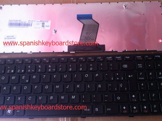 LENOVO B570 V570 Z570 BLACK FRAME BLACK COLOR SPANISH SP KEYBOARD MP ...